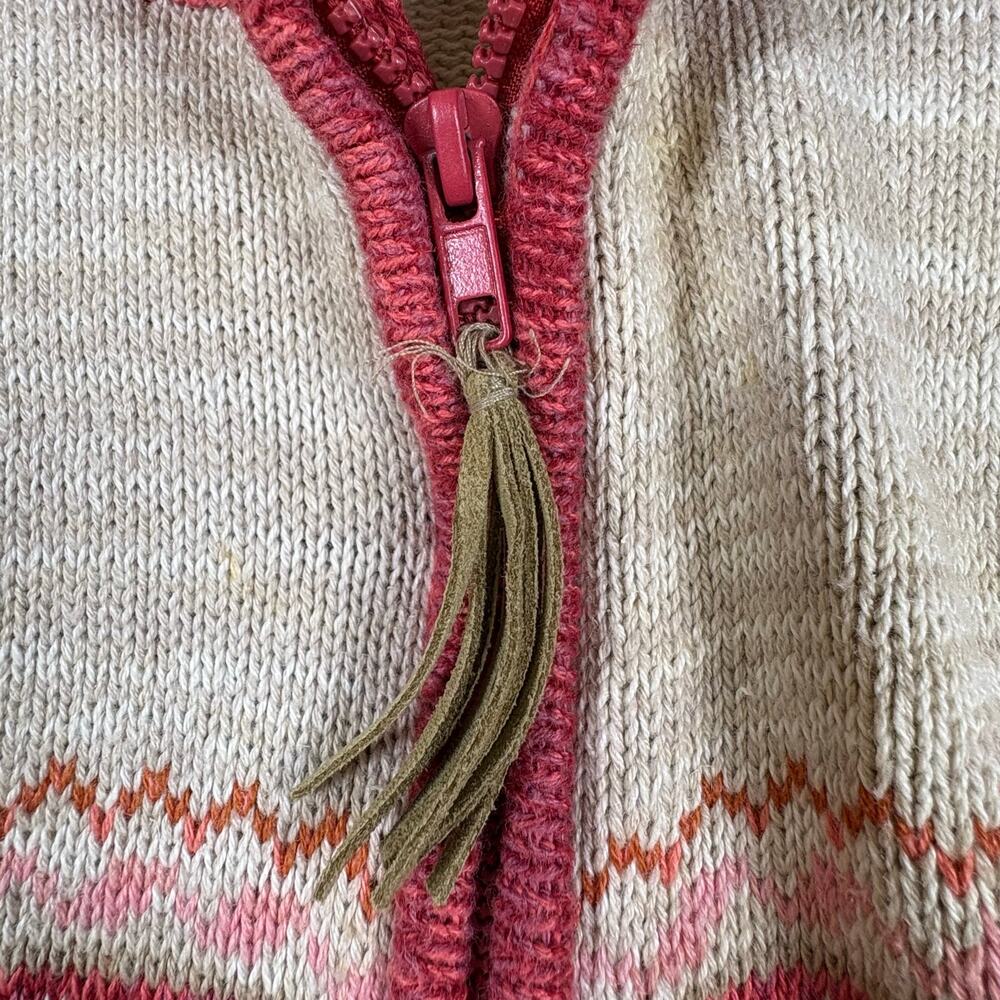 Tiara International Vintage Hand Kint Zip Up Cardigan Sweater Women's S Coral - Picture 5 of 13